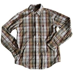 Kids Cinch Brown Plaid Western Long Sleeve Button Up Shirt Size Medium 10